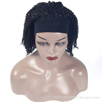 150 Density Raw Indian Hair Human Wigs 100% Human Hair ,Glueless Brazilian Hair Kinky Curly Headband Wig For Black Women